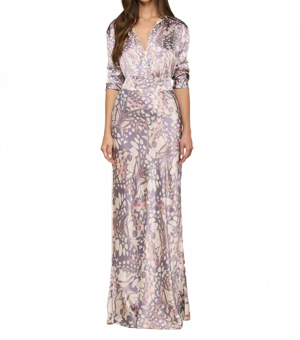NEW L'AGENCE ryker silk maxi skirt in multi butterfly wing